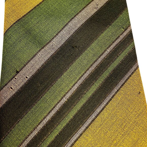 BJ Ernst Rare Collectible Vintage 1960's Green Yellow Striped Retro Neck Tie - Picture 6 of 9